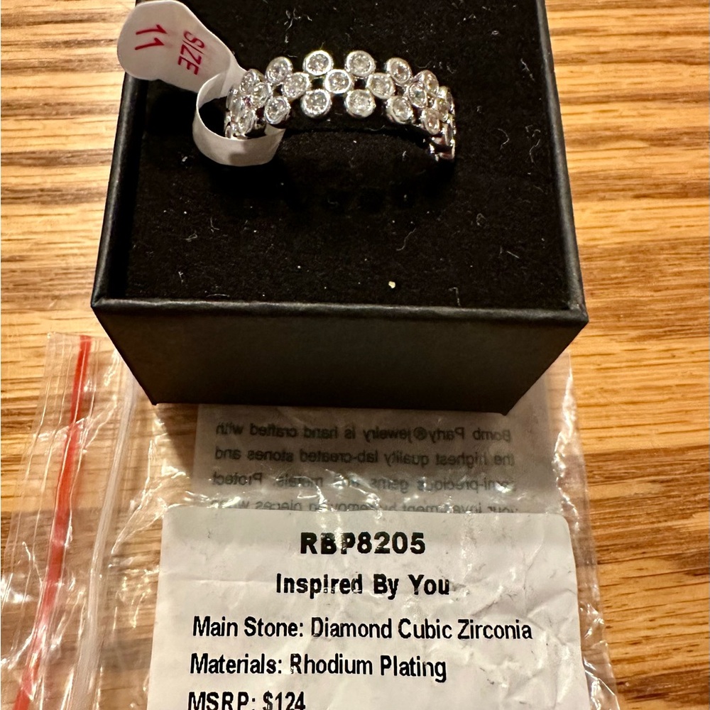 Bomb Party Size 11 Silver Cubic Zirconia Ring